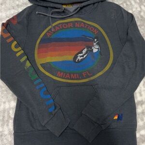 Aviator Nation Charcoal Hoodie with Vibrant Logo